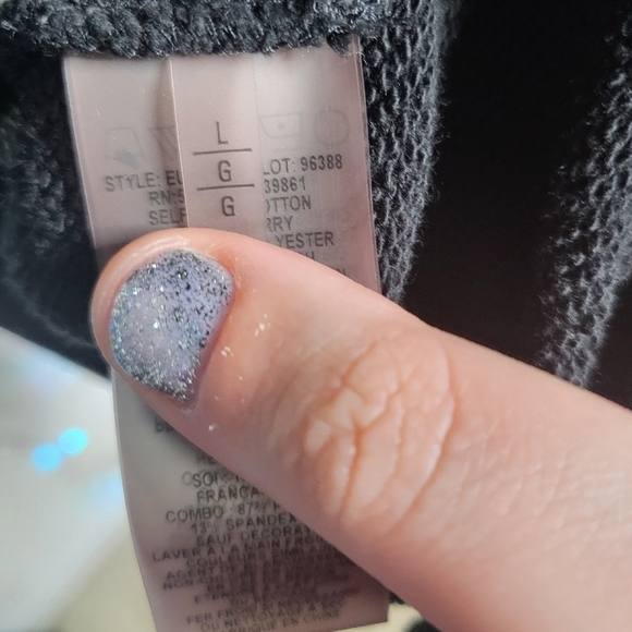 Elie Tahari Sport Mesh Sleeve Raw Hem Black Cotton French Terry Pullover Hoodie - Picture 3 of 11